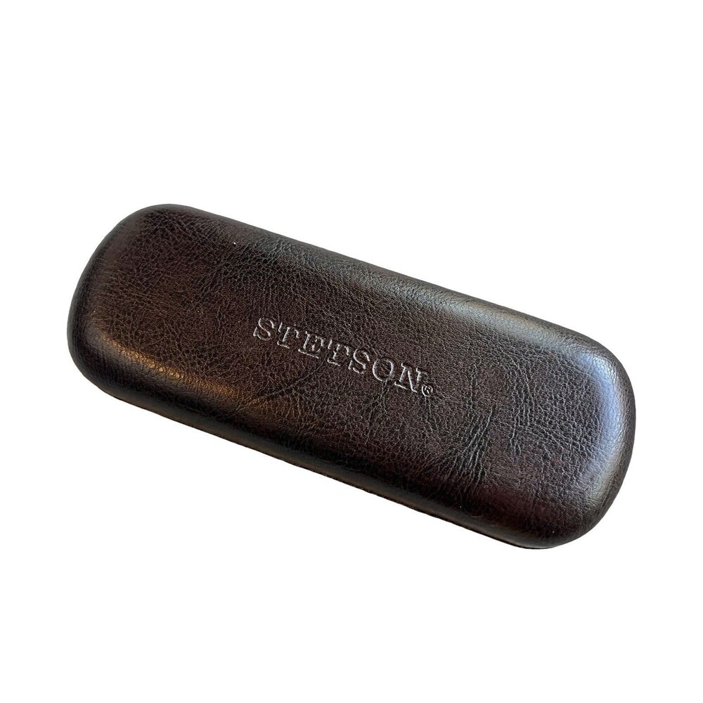 Vintage Stetson Dark Brown Hard Shell Clamshell Eyeglasses Case Felt Lining